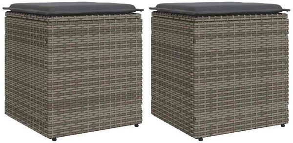 vidaXL Gartenhocker mit Kissen 2 Stk. Grau 40x40x43 cm Poly Rattan 4104041