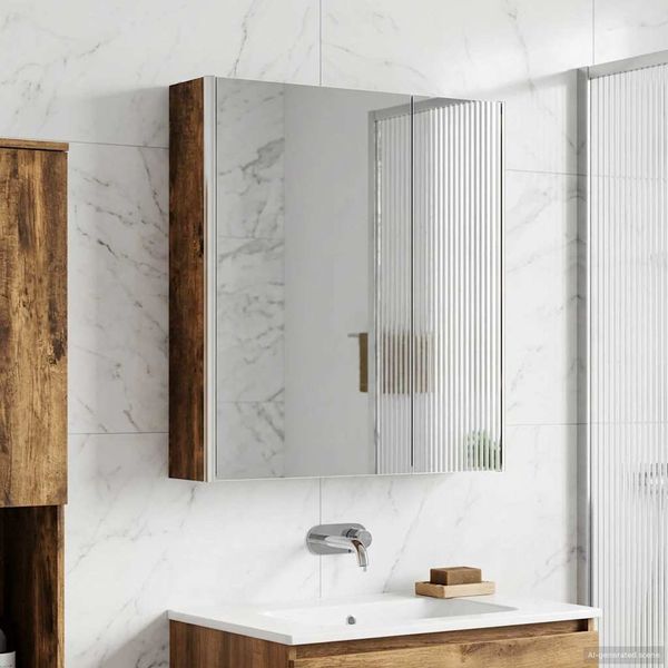 vidaXL Badezimmerspiegelschrank Geräucherte Eiche 63,5 x 15,5 x 70 cm 889243