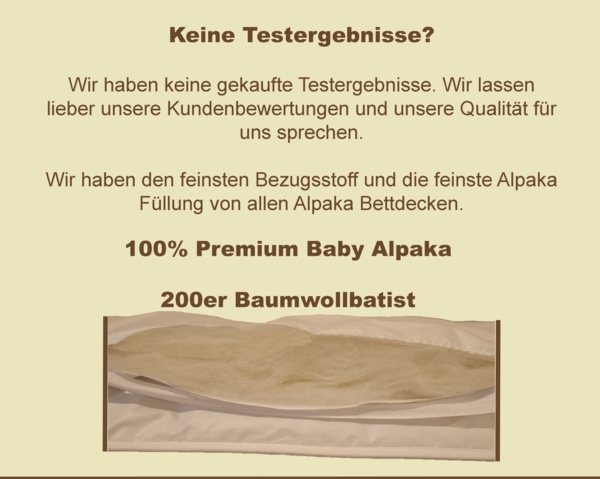 Alpaka Bettdecke 4 Jahreszeiten, Premium Line, Füllung aus 100% Baby Alpaka (135x200cm) 2 Decken zum zusammenknüpfen 1x Sommer und 1x Gzj), Bezugsstoff: 200er Baumwollbatist von Abolengo de Alpaca Bild 3