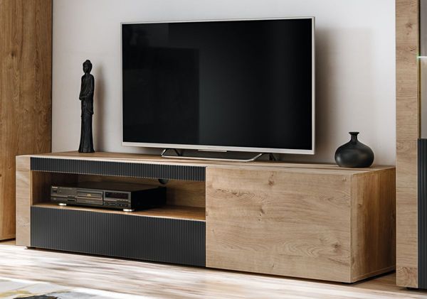 TV-Lowboard Heron in Ribbeck Eiche und Schwarz 160 cm