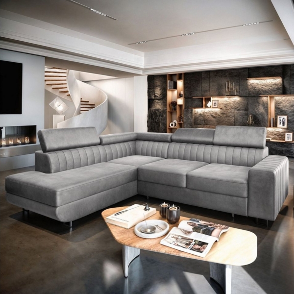 Masseno Ecksofa NOLA mit Schlaffunktion L-Form, Sofa mit Bettkasten