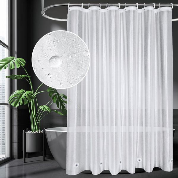 Duschvorhang 180x180cm Transparent Weiß Wasserdicht Antischimmel Magnetisch