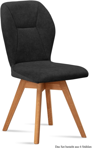 Esszimmerstuhl drehbar (6er-Set) Draga 51x92x60 Eiche geölt/Anthrazit