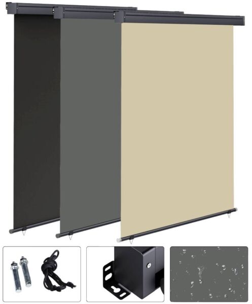 Senkrechtmarkise ausziehbar Seitenmarkise Windschutz Balkonmarkise Sichtschutz - 160x250cm - Grau