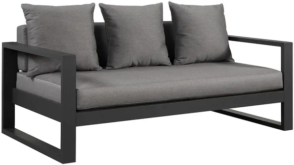Vente-unique - MOLOKAI Gartensitzgruppe Metall Grau - B 90 cm x H 60,5 cm x L 165,5 cm