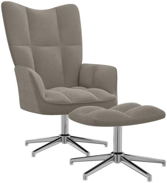 vidaXL Relaxsessel mit Hocker Hellgrau Samt [328128]