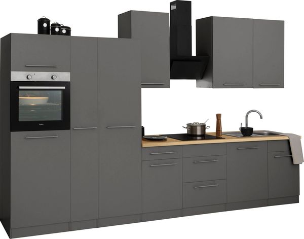 wiho Küchen Küchenzeile Unna, mit E-Geräten, Breite 360 cm