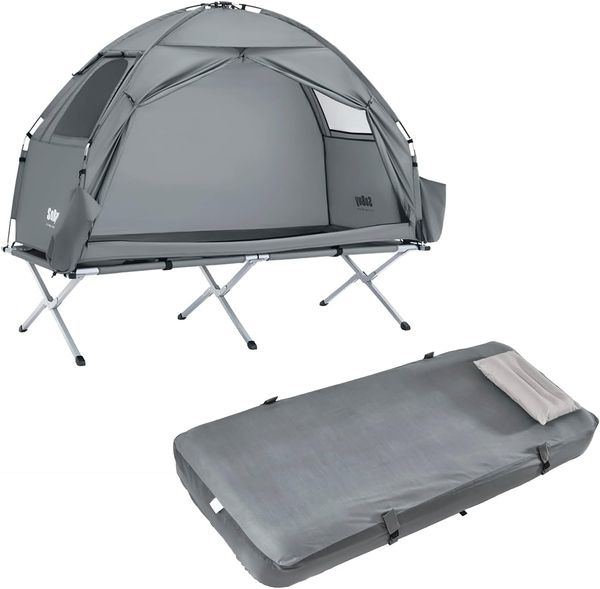 SoBuy OGS32-II-HG-TP Campingzelt, Oxford-Gewebe, Lackiert, Hellgrau, 193,5 x 160 x 86 cm