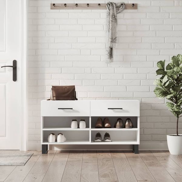 vidaXL Schuhbank Weiß 102x35x55 cm Holzwerkstoff 829764