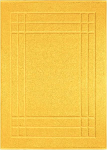 Lashuma Badematte Pure, Höhe 5 mm, schnell trocknend, Baumwolle, rechteckig, gelbe Duschmatte Baumwolle 50x70 cm