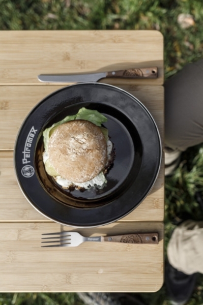 Petromax Camping Besteck 5-teiliges Besteck-Set aus Edelstahl und Walnussholz Bild 5