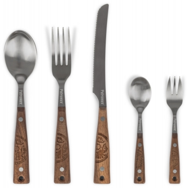 Petromax Camping Besteck 5-teiliges Besteck-Set aus Edelstahl und Walnussholz Bild 2