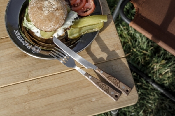 Petromax Camping Besteck 5-teiliges Besteck-Set aus Edelstahl und Walnussholz Bild 6