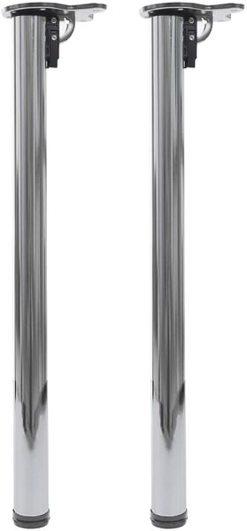 2er-Set Tischbein HWC-H34, für Schreibtisch Esstischfuß Tischgestell, klappbar 72cm ~ Edelstahl-Optik