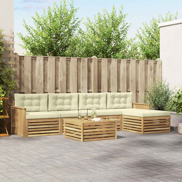 vidaXL Outdoor-Sofagarnitur 6 pcs Weiß und Creme 79 x 79 x 37 cm 3390360