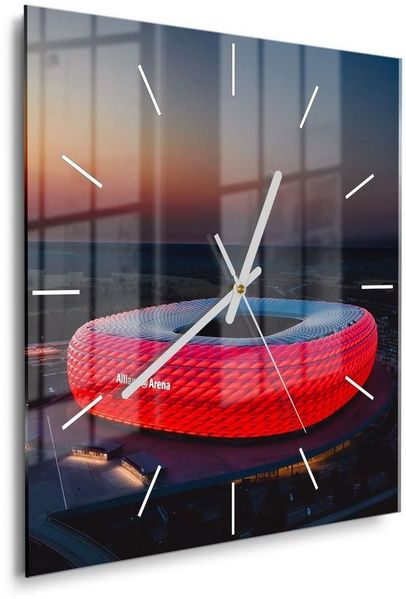 DEQORI Wanduhr 'Allianz Arena, München' (Glas Glasuhr modern Wand Uhr Design Küchenuhr)