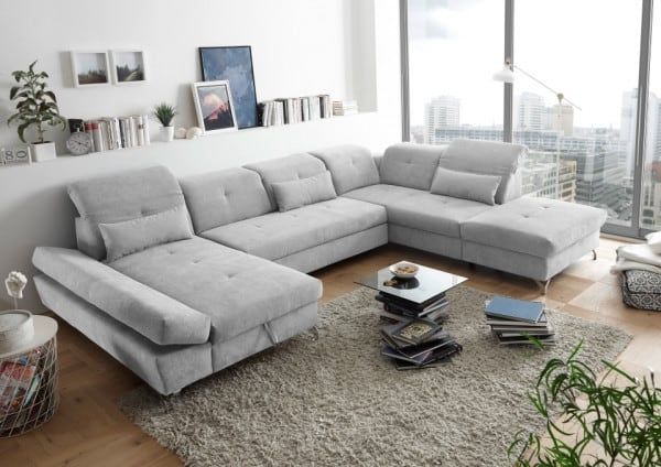 Couch MELFI R Sofa Schlafcouch Wohnlandschaft Bettsofa Schlaffunktion U-Form rechts