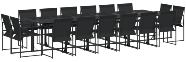 vidaXL 17-tlg. Garten-Essgruppe Schwarz Textilene 3295127