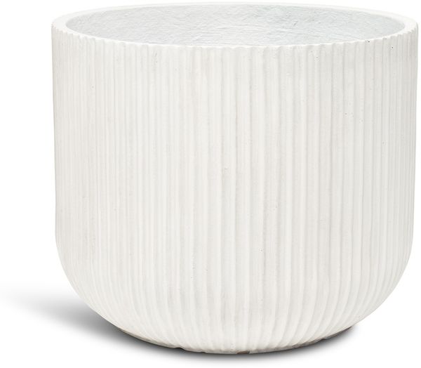 Linea Betontopf mit geriffelter Oberfläche Ø 44 cm, Höhe 36 cm weiß