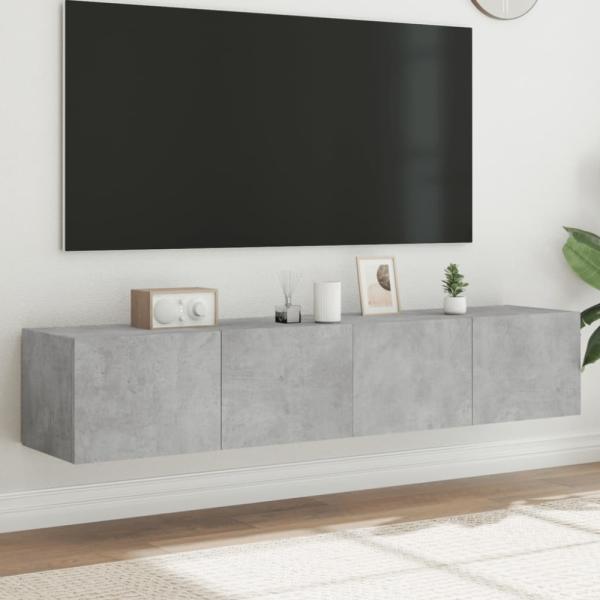 vidaXL TV-Wandschränke mit LED-Leuchten 2 Stk. Betongrau 80x35x31 cm 837288