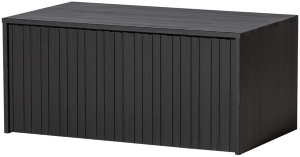 Lowboard New Gravure aus Kiefernholz, skandinavisches Design, schwarz lackiert, 88 cm breit