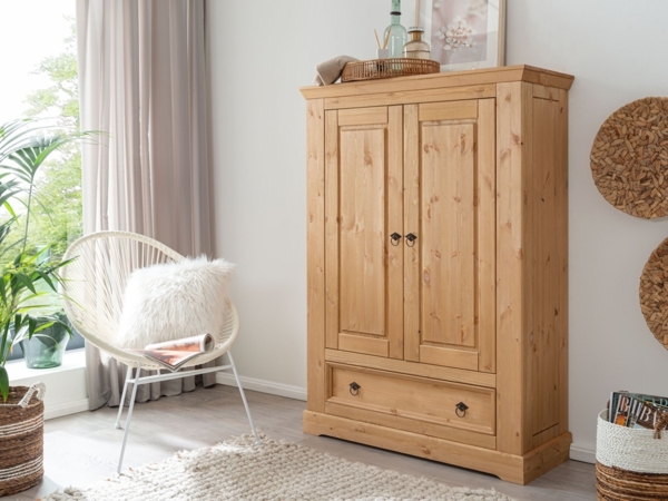 Wäscheschrank 108cm 'Anne' Kiefer eichefarbig