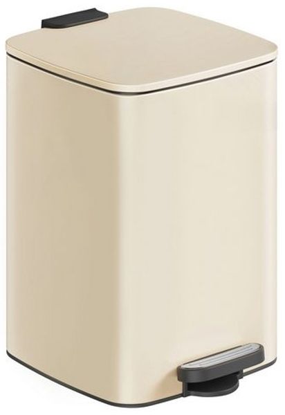 SONGMICS Mülleimer Küche, 20 Liter Abfalleimer, Tretmülleimer, Stahl, mit Inneneimer, Softclose, Offenhaltefunktion, beige