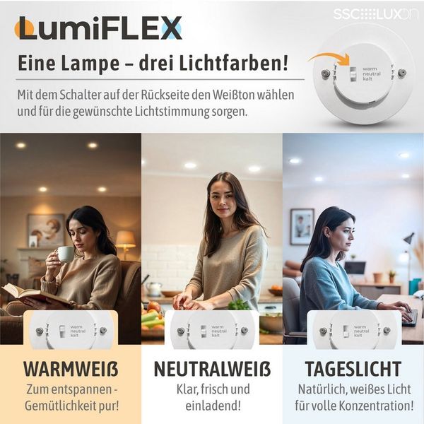 SSC-LUXon LED Außen-Deckenleuchte BEDA Einbaustrahler IP65 flach mit wechselbarem LED Modul 230V, Tageslichtweiß, Warmweiß, Neutralweiß