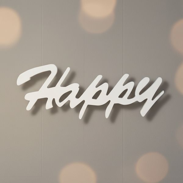 Holzschrift Happy in Weiß MDF Holz Schild Dekoschild Wanddeko MDF Holz Deko Schriftzug Aufhängen Buchstaben Holzbuchstaben Monogramm Tischdeko 3D