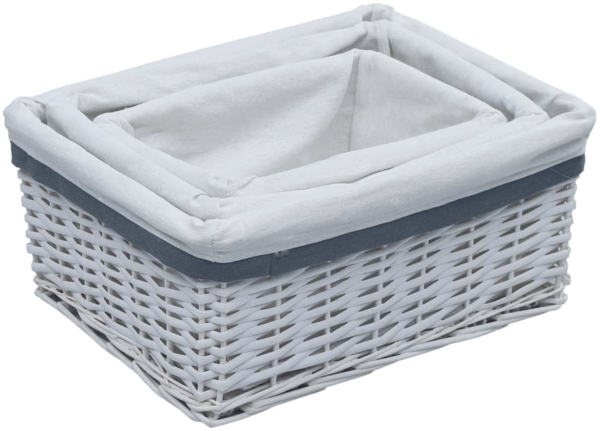 vidaXL 3-tlg. Korb-Set Ineinander Schachtelbar Weiß Weidengeflecht 286976