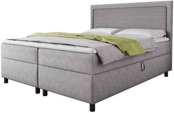 Deine Möbel 24 Boxspringbett JOHN Polsterbett Komplettbett Bett Schlafzimmer Kopfteil Cord (Bonell-Federkernmatratzen H3 Taschenfederkernmatratzen 7 Zonen H4 Stauraum, 3-St, 120x200 140x200 160x200 180x200 200x200), inkl. Bettkasten Topper Beige Grau G...