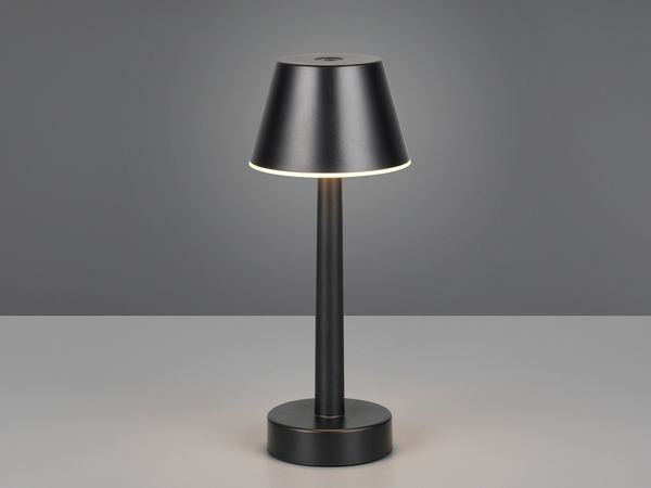 Akku Tischleuchte VIDAL kabellos, dimmbar für Innen & Außen Schwarz, Höhe 24,5cm