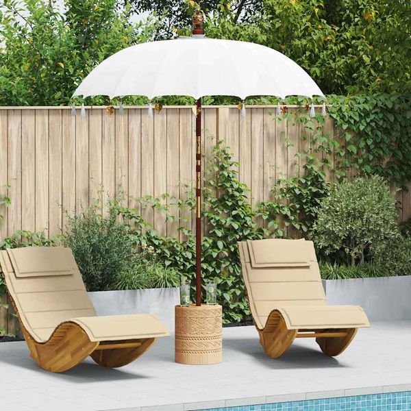 Balinesischer Sonnenschirm, Gartenschirm Creme 190 x 190 x 260 cm