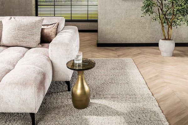 KAWOLA Beistelltisch MOKKA S Glas gold 45 x 30 x 30 cm