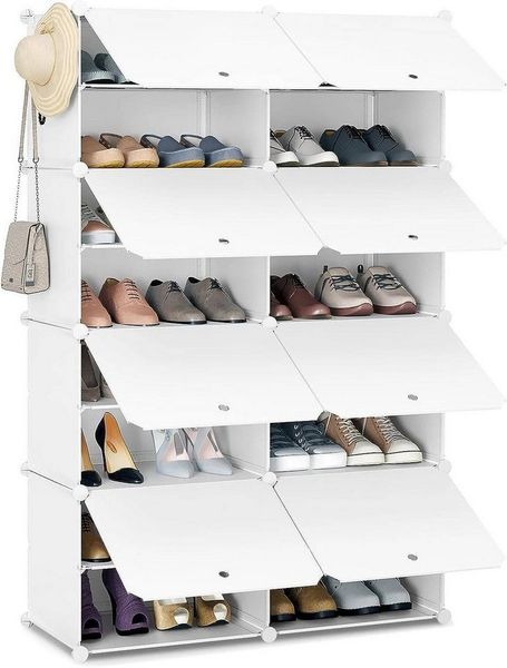 Woltu Schuhregal, 1-tlg, Schuhaufbewahrung mit 8 Fächern für 32 Paar Schuhe