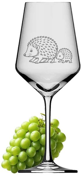 eXODA Weinglas Igel mit Igelkind - spülmaschinenfest niedliche Tiere, 1-tlg, Glas, Atemberaubende Darstellung