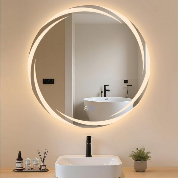 Nettlife Wandspiegel LED spiegel mit Beleuchtung Rund 50/60/70/80cm Badspiegel, zimmerspiegel mit Touch Schalter und Entfogger Funktion