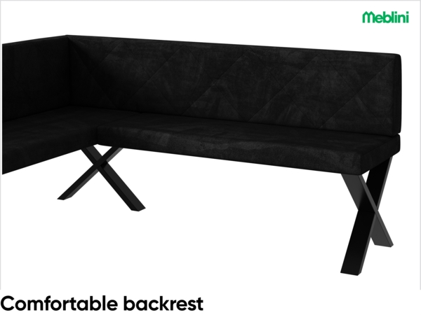MEBLINI Eckbank für Esszimmer - Küchenbank - Essecke - Sitzecke Küche - ERIC - X-Beine 128x168x87cm Links - Graphit Samt Bild 5