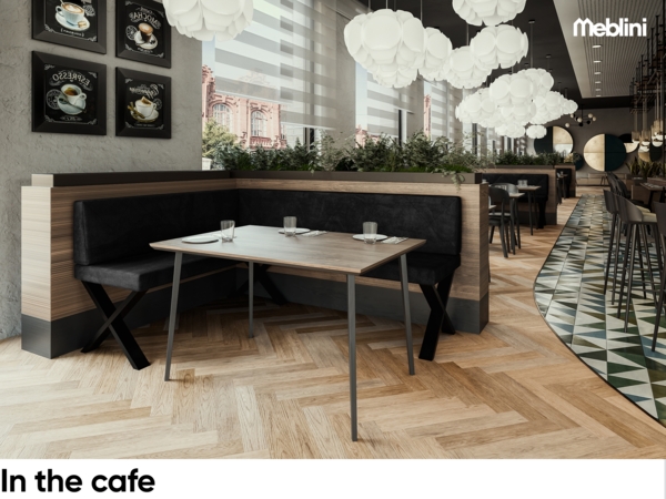 MEBLINI Eckbank für Esszimmer - Küchenbank - Essecke - Sitzecke Küche - ERIC - X-Beine 128x168x87cm Links - Graphit Samt Bild 4