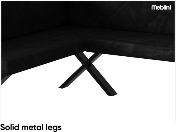 MEBLINI Eckbank für Esszimmer - Küchenbank - Essecke - Sitzecke Küche - ERIC - X-Beine 128x168x87cm Links - Graphit Samt Bild 6