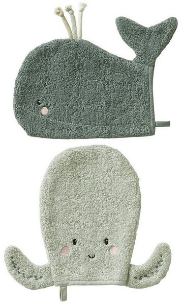 vertbaudet Waschhandschuh 2er-Set Baby Waschhandschuhe OZEAN
