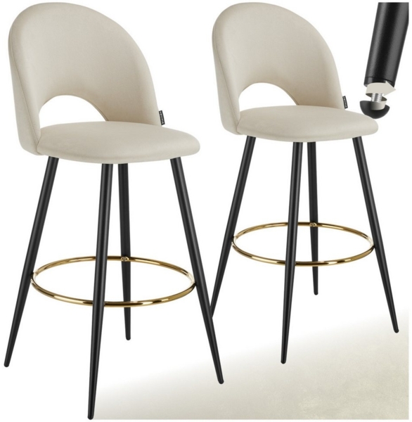 tectake Barhocker Barstuhl Sachel mit Rückenlehne, Samtoptik, 49 x 58 x 110 cm, Belastbarkeit 120 kg