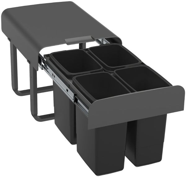 EKOTECH Abfallsammler EKKO 40 mit 28 (4x7) Liter Füllvolumen, Orion Grey, für 40 cm Schrankbreite