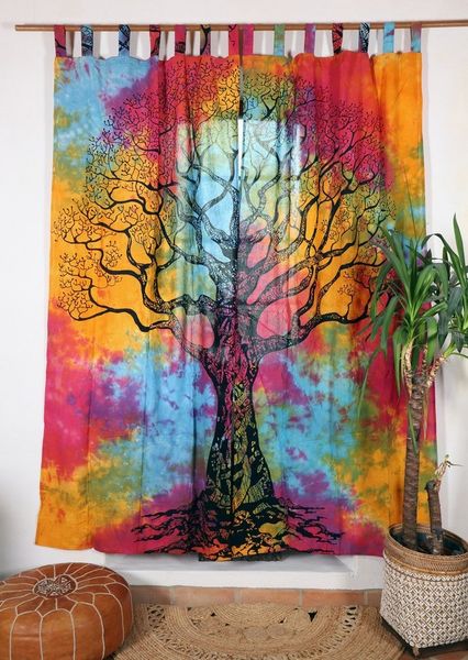 Guru-Shop Vorhang Boho Vorhänge, Gardine (1 Paar) mit Schlaufen,..