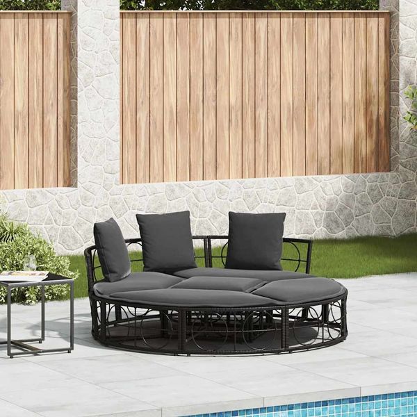 vidaXL Outdoor-Loungebett ohne Dach Schwarz Poly Rattan 4108236