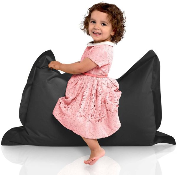 Green Bean® Kinder-Sitzsack 70x100cm & 70 Liter EPS-Perlen Füllung - Indoor & Outdoor Bean Bag Sitzkissen - Schwarz
