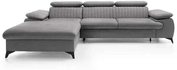 Vente-unique - SAMARA Sofa SamtStoff Grau - B 193 cm x H 75 cm x L 280 cm Bild 4