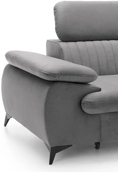 Vente-unique - SAMARA Sofa SamtStoff Grau - B 193 cm x H 75 cm x L 280 cm Bild 6