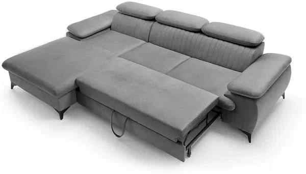 Vente-unique - SAMARA Sofa SamtStoff Grau - B 193 cm x H 75 cm x L 280 cm Bild 5