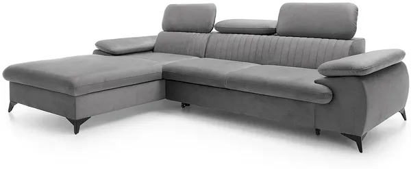 Vente-unique - SAMARA Sofa SamtStoff Grau - B 193 cm x H 75 cm x L 280 cm Bild 3